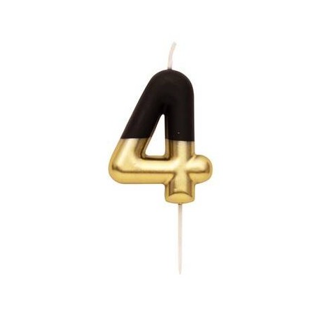 CANDELINA NUMERO 4 NERO/ORO 10,5cm