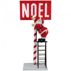 CARTELLO NOEL CON BABBONATALE BIANCO/ROSSO 40,5x21x87cm