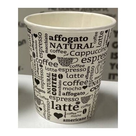 BICCHIERI CARTA+PE TAKE AWAY 240ml ø8x9cm SCRITTE COFFEE 50pz