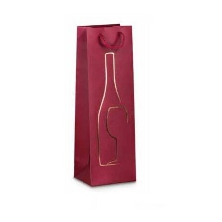 BORSA CARTA BOTTIGLIA MIS.14+9x37cm HOT STAMP 175D BORDEAUX