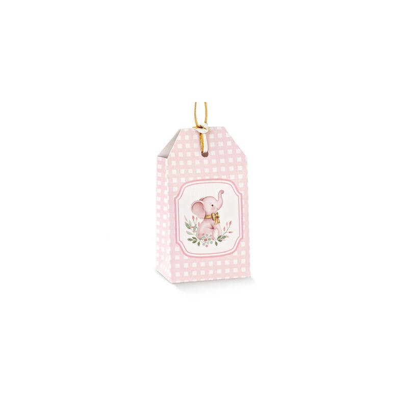 SCATOLA TAG 5,5x3x5x10cm ELEFANTINO ROSA 10pz