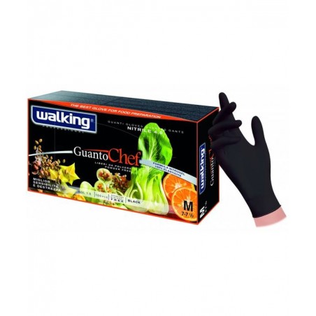 GUANTI CHEF WALKING NITRILE NERO 100pz MIS.M