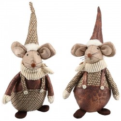 TOPO IN TESSUTO SEDUTO MARRONE/BEIGE 16x15x36cm 1pz 2 ASS.