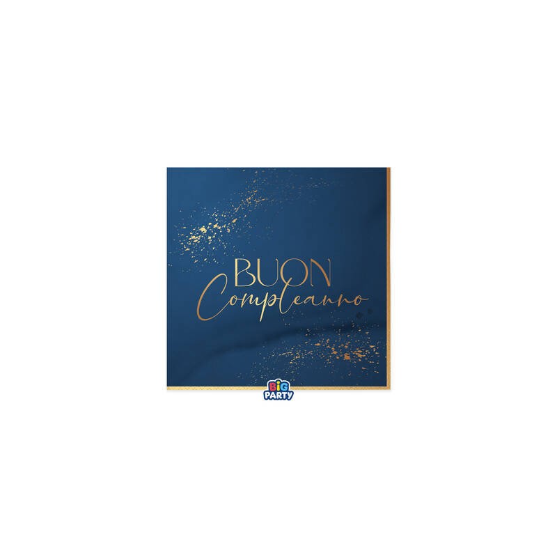 TOVAGLIOLI 33x33 BUON COMPLEANNO BLUE NAVY 16pz