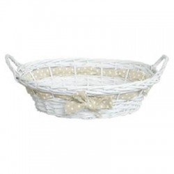 CESTO OVALE C/FIOCCO 49x40x13cm BIANCO CEN02546