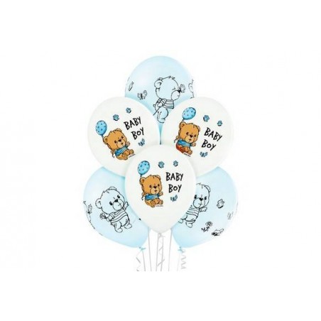 PALLONCINI LATTICE 12'' 30cm ORSO BABY BOY ASS.TI 6pz