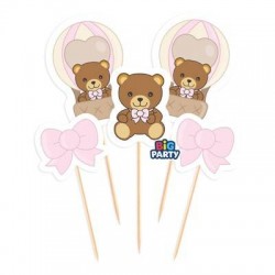MINI CAKE TOPPER TEDDY FRIENDS THUN ROSA 5pz