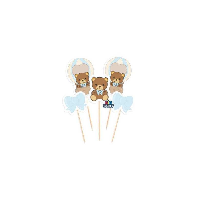 MINI CAKE TOPPER TEDDY FRIENDS THUN CELESTE 5pz