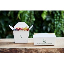 TAKE AWAY BOX CARTA+PLA 11,2x9x6,5cm 800ml 25pz COMPOSTABILE