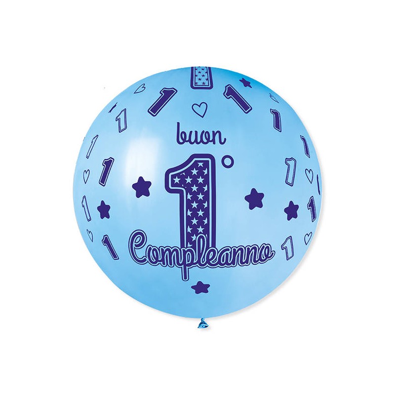 PALLONE LATTICE ALL AROUND ø80cm 1° COMPLEANNO CELESTE