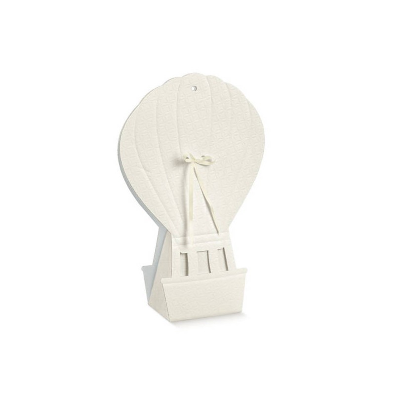MONGOLFIERA CARTONCINO MATELASSè BIANCO 6x4x14,5cm 10pz