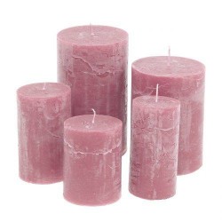 MOCCOLO TONDO CERA ROSA ANTICO 8x15cm RUSTICO