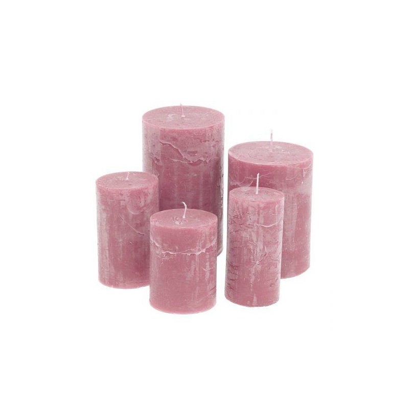 MOCCOLO TONDO CERA ROSA ANTICO 8x15cm RUSTICO