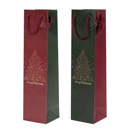 SHOPPER PORTABOTTIGLIA ALBERO BUONE FESTE 10 + 9 x h39