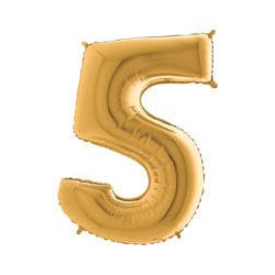 PALLONE NUMERO 5 MYLAR 102cm 40 ORO