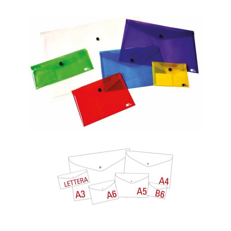 BUSTE A4 C/BOTTONE 24,5x33,5 MY DESK TRASPARENTE