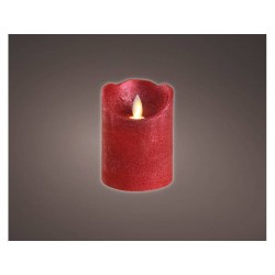MOCCOLO ROSSO RUSTICO LED BIANCO CALDO H 10cm A BATTERIE