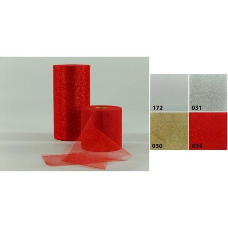 TULLE GLITTER H.25cm METAL ROSSO 100mt