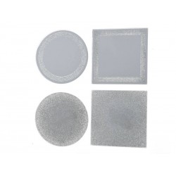 SPECCHIO ARGENTO GLITTER 2ass TONDO/QUADRATO 20cm 1pz