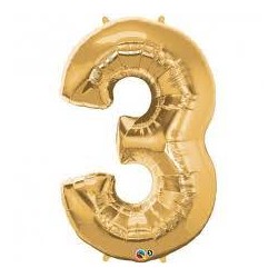 PALLONE NUMERO 3 MYLAR 66cm 26 ORO