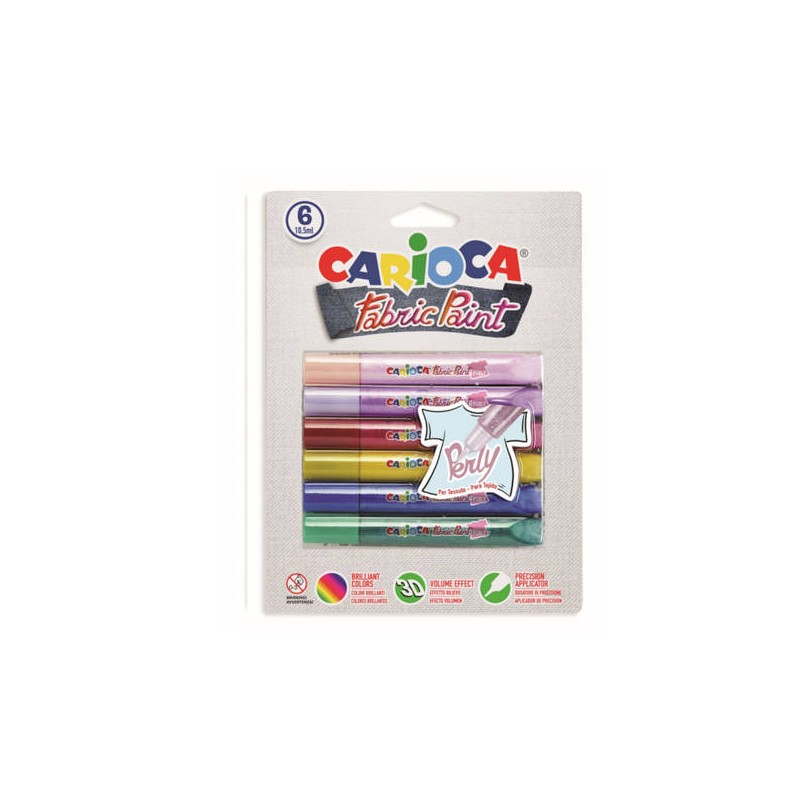 FABRIC PAINTS TESSUTI CARIOCA PEARL 6pz