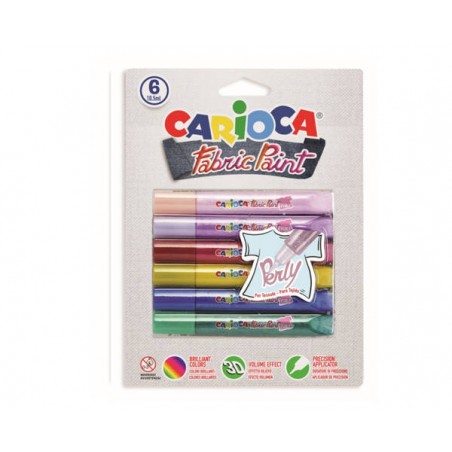 FABRIC PAINTS TESSUTI CARIOCA PEARL 6pz