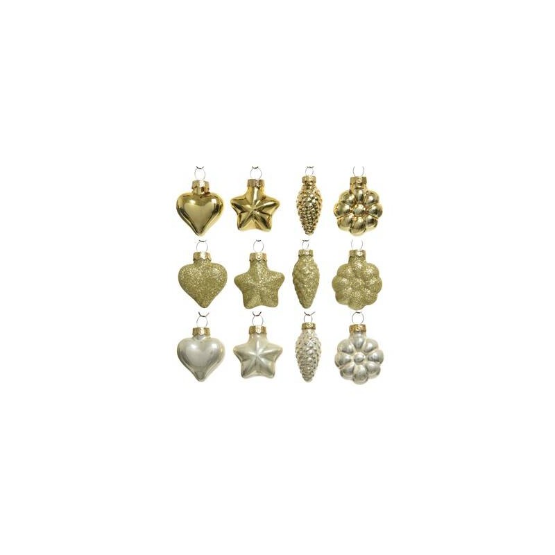 DECORAZIONI DA APPENDERE IN VETRO FIGURE ASS.TE MIX ORO 12pz