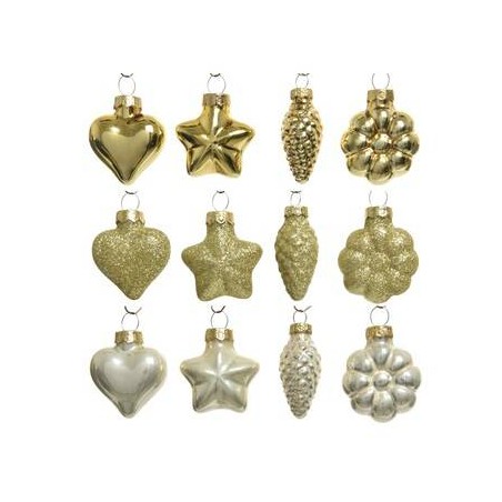 DECORAZIONI DA APPENDERE IN VETRO FIGURE ASS.TE MIX ORO 12pz