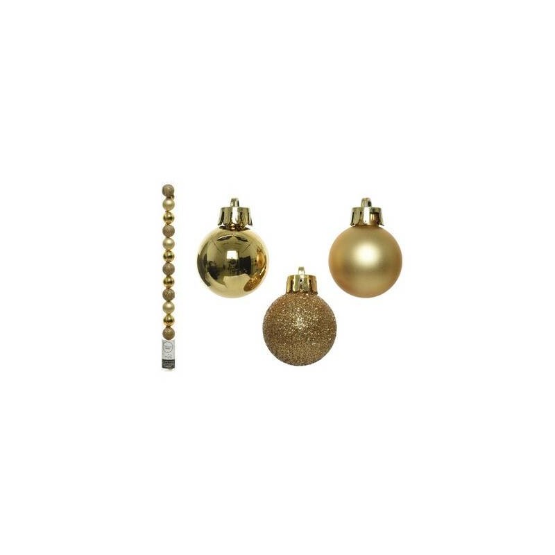 PALLINE INFRANGIBILI ø3cm TUBO MIX ORO 14pz