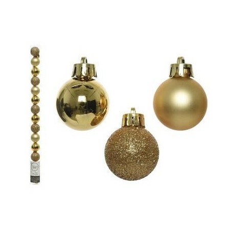 PALLINE INFRANGIBILI ø3cm TUBO MIX ORO 14pz