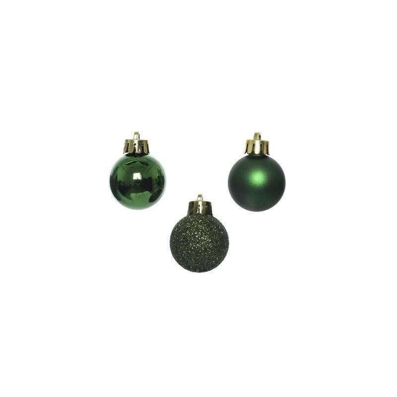 PALLINE INFRANGIBILI ø3cm TUBO MIX VERDE PINO 14pz