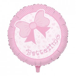 PALLONE MYLAR 45cm BATTESIMO BABY ROSA