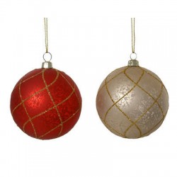 PALLINA INFRANGIBILE CON FINITURA ANTICA GLITTERATA 2COLORI ASS.TI 1pz