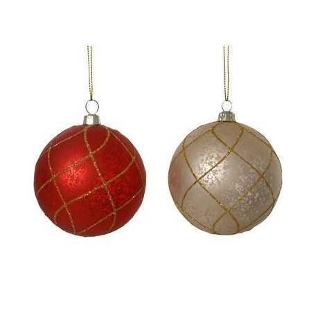 PALLINA INFRANGIBILE CON FINITURA ANTICA GLITTERATA 2COLORI ASS.TI 1pz