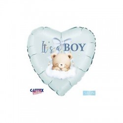 PALLONE MYLAR CUORE 18 45cm BABY BOY ORSETTO