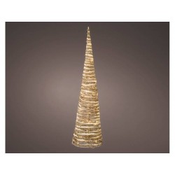 CONO IN RATTAN CON LUCE LED BIANCO CALDO H 60cm