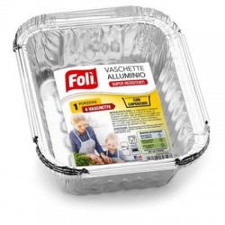 VASCHETTA ALLUMINIO C/COPERCHIO 1PORZIONE 4pz FOLI'