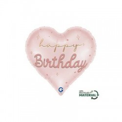 PALLONE MYLAR CUORE 18 45cm HAPPY BIRTHDAY ROSA