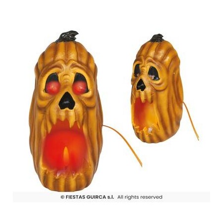 CANDELA ZUCCA C/LED EFFETTO FUOCO 20cm
