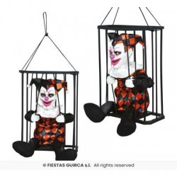 CLOWN IN GABBIA C/ LUCE SUONO E MOVIMENTO 26,5cm