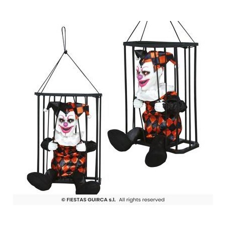 CLOWN IN GABBIA C/ LUCE SUONO E MOVIMENTO 26,5cm
