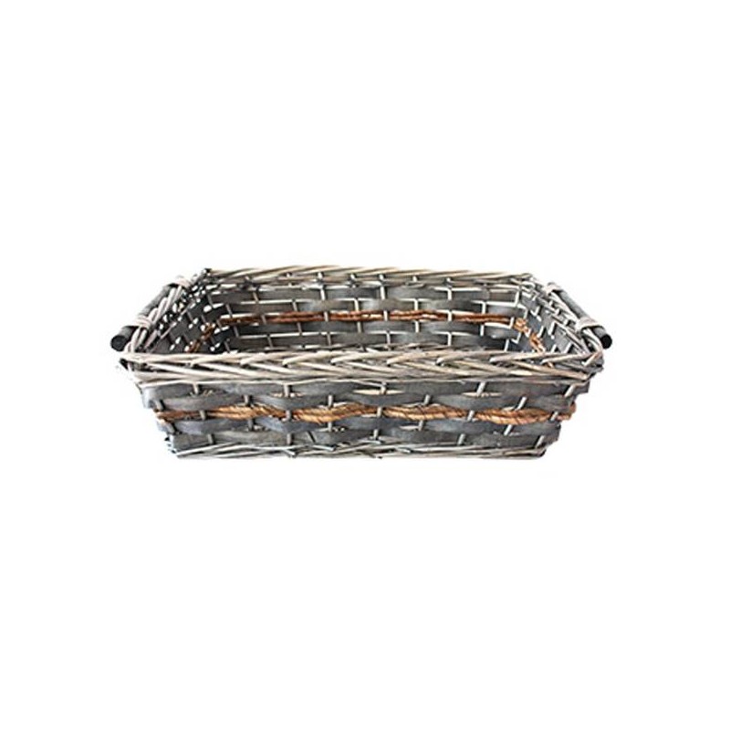 CESTO RETTANGOLARE C/MANIGLIE GRIGIO 57x45x15cm CEN01835