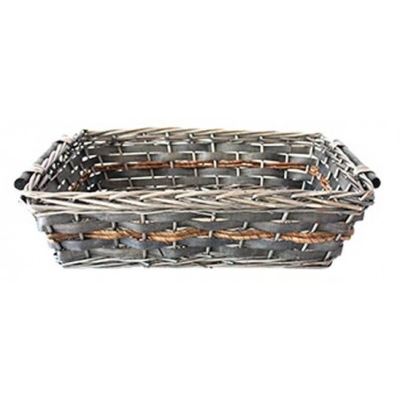 CESTO RETTANGOLARE C/MANIGLIE GRIGIO 57x45x15cm CEN01835
