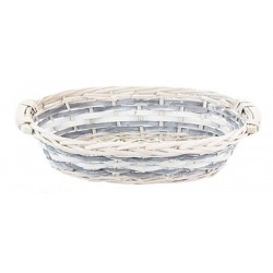 CESTO OVALE C/MANIGLIE 38x28x10cm BIANCO/GRIGIO CEN02822