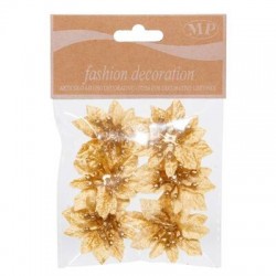 FIORE STELLA DI NATALE ø5cm ORO 6pz