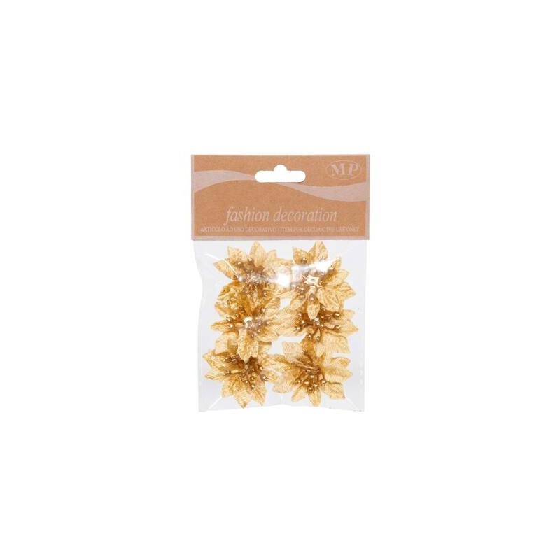FIORE STELLA DI NATALE ø5cm ORO 6pz