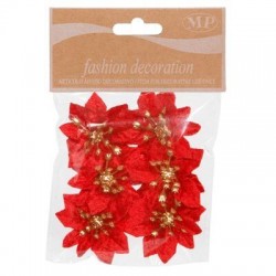 FIORE STELLA DI NATALE ø5cm ROSSO 6pz