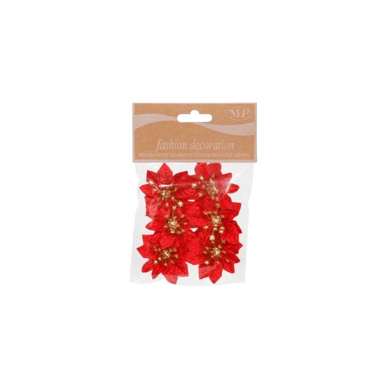 FIORE STELLA DI NATALE ø5cm ROSSO 6pz