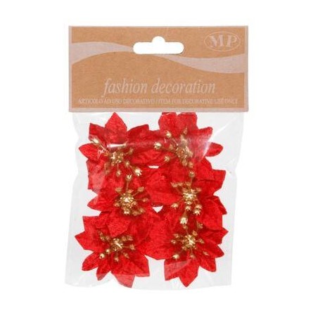 FIORE STELLA DI NATALE ø5cm ROSSO 6pz
