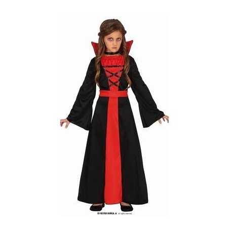 COSTUME BAMBINA VAMPIRO ABITO LUNGO CON COLLETTO 5-6 anni
